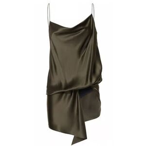 CHRISTOPHER ESBER Verdant Falls Draped Silk Satin Bodysuit in Seaweed NWT Size 8